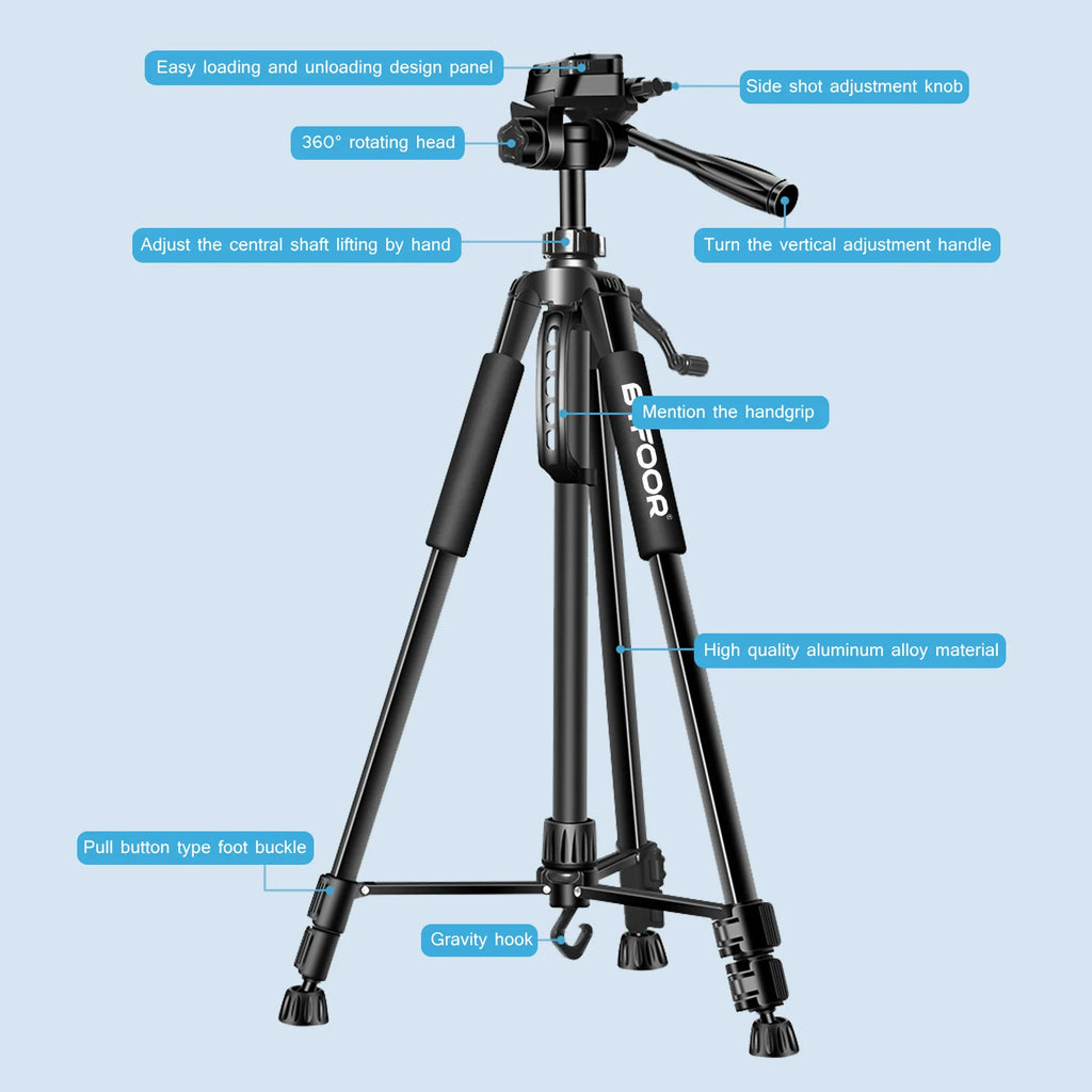Phone Travel Self Tripod  Aluminum Tall 55”