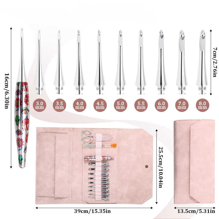 Interchangeable Crochet Hooks Set 9 Different Sizes of Metal Crochet Hooks from 3mm-8mm Ergonomic Crochet Hooks Knitting Tools