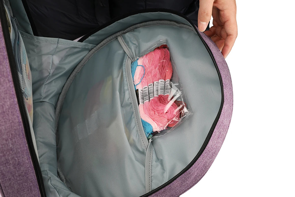 Embroidery Project Bag Embroidery Supplies Storage Carrying Tote Case with Multiple Pockets for Floss Hoops Thread Stitch Tools
