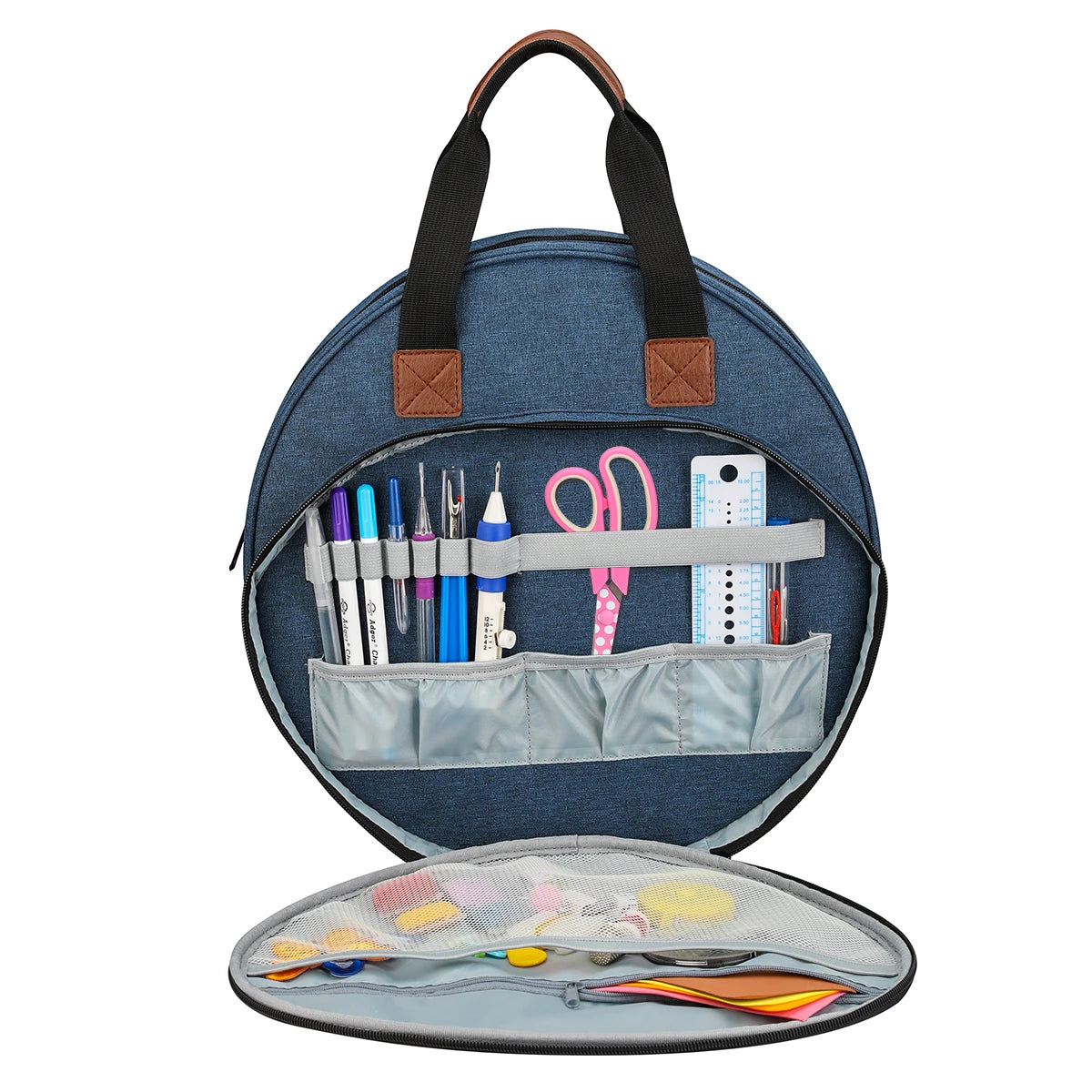 Embroidery Project Bag Embroidery Supplies Storage Carrying Tote Case with Multiple Pockets for Floss Hoops Thread Stitch Tools