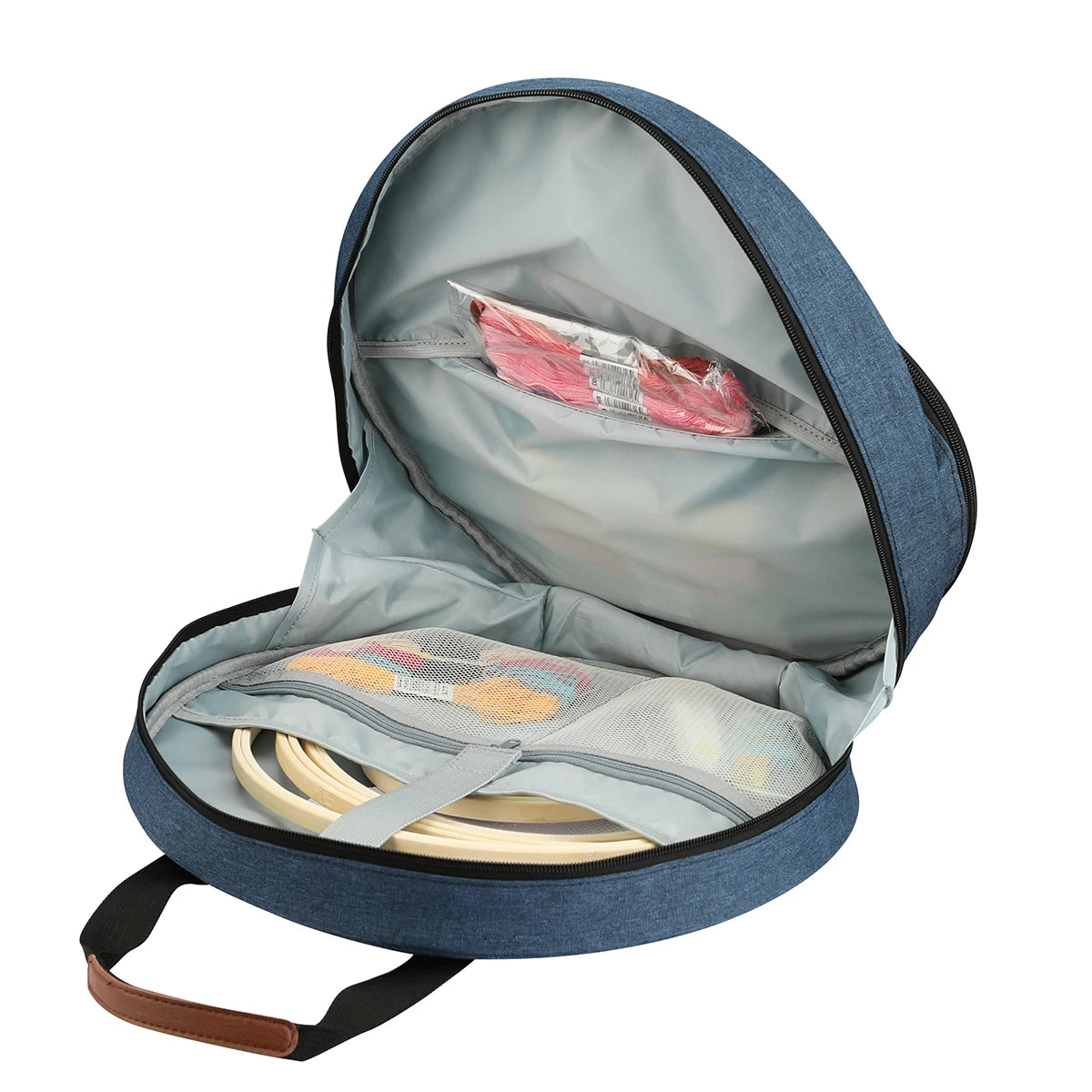 Embroidery Project Bag Embroidery Supplies Storage Carrying Tote Case with Multiple Pockets for Floss Hoops Thread Stitch Tools