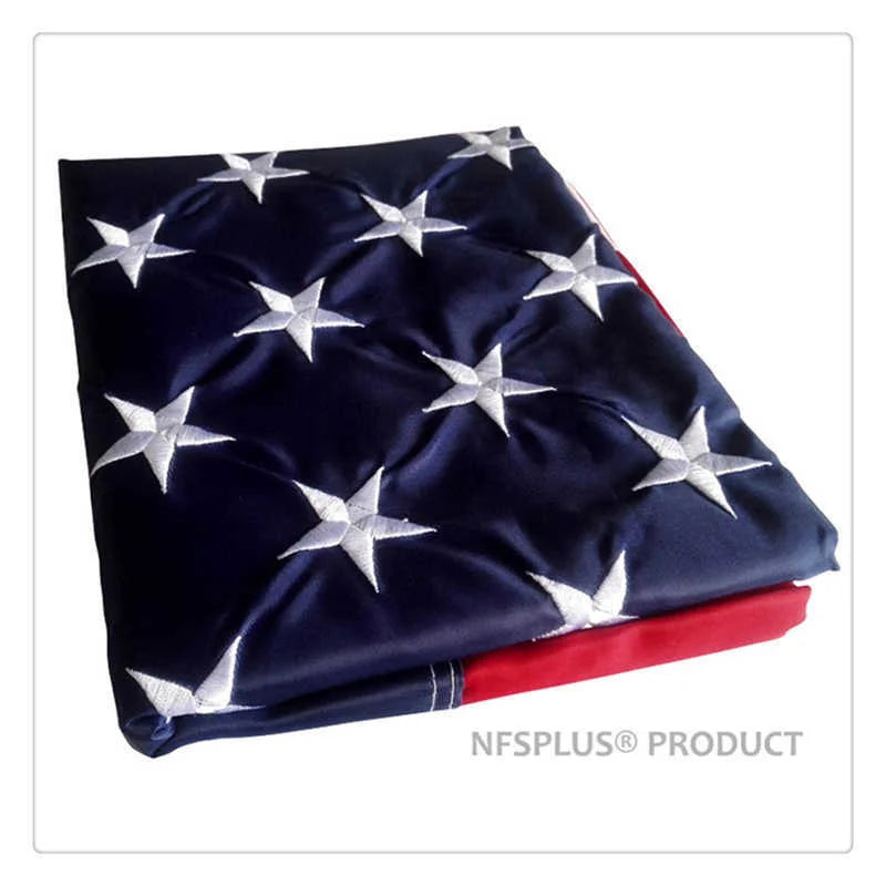 Outdoor USA Flag 3x5 Feet Waterproof Nylon Embroidered Stars Sewn Stripes Brass Grommets