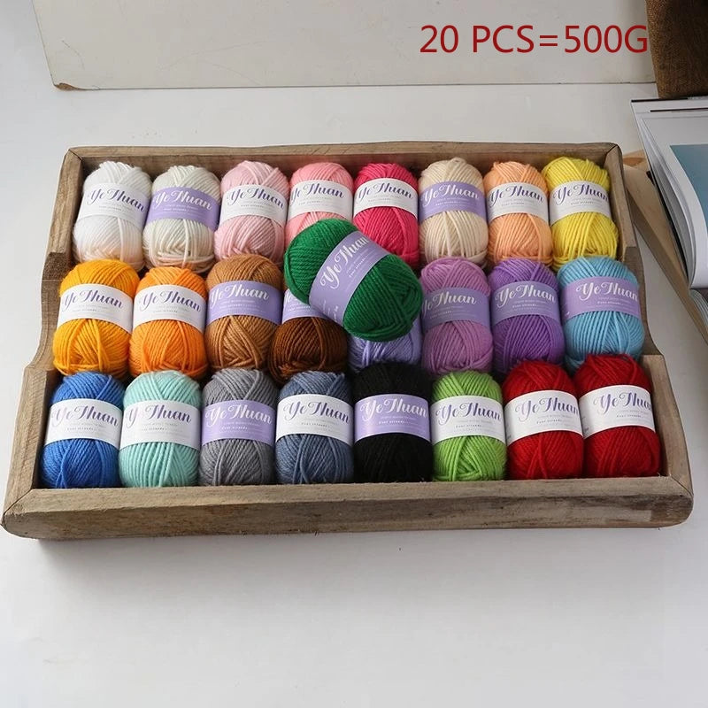 20 PCS 500g Thick Soft Knitting Yarn For DIY Hat Doll Bag Carpet Sweater Crochet Thread Handmade Medium Coarse Milk Cotton Yarn