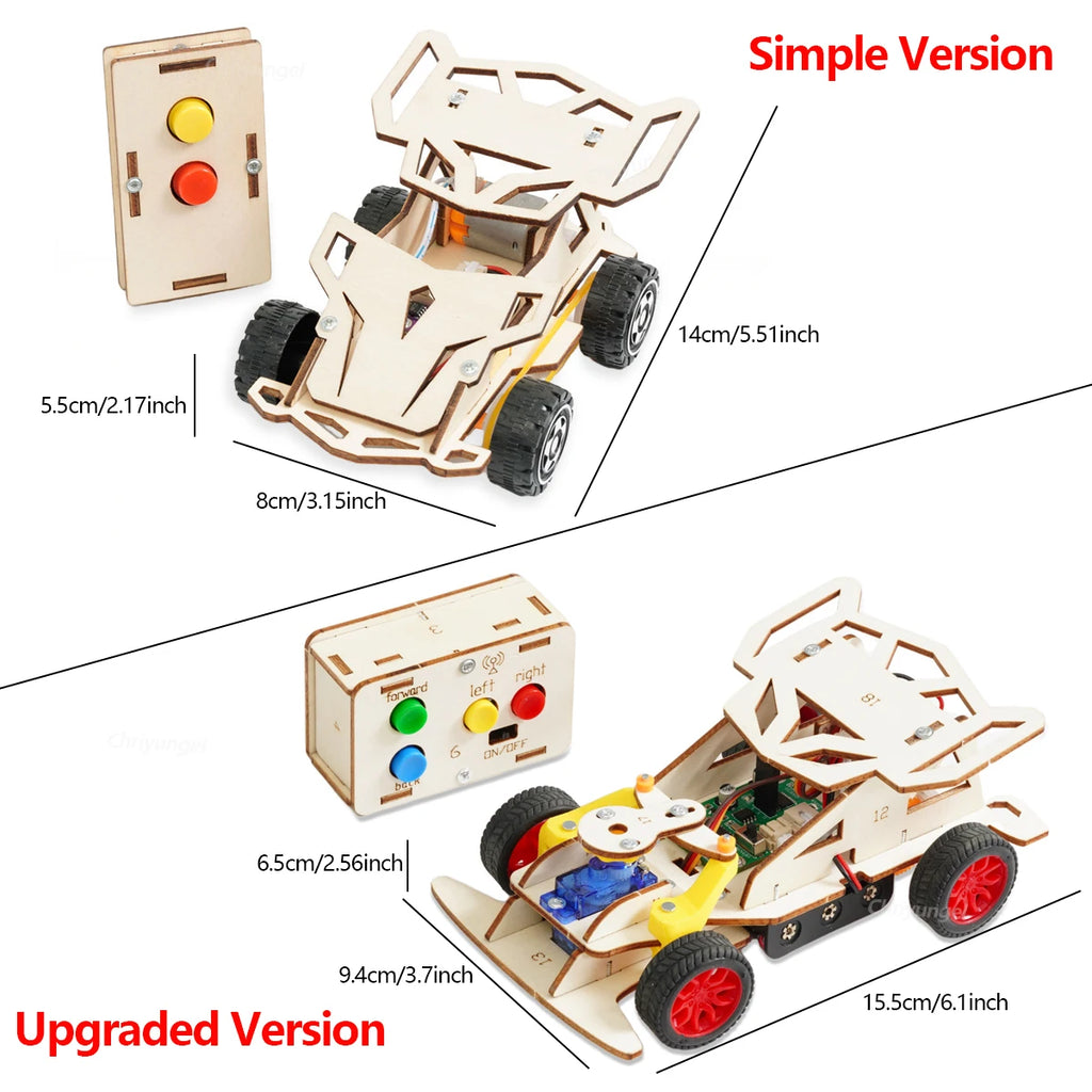 DIY Wooden Remote Control Car Mini Four-Wheel Drive Racing Car Science Experiment Kits