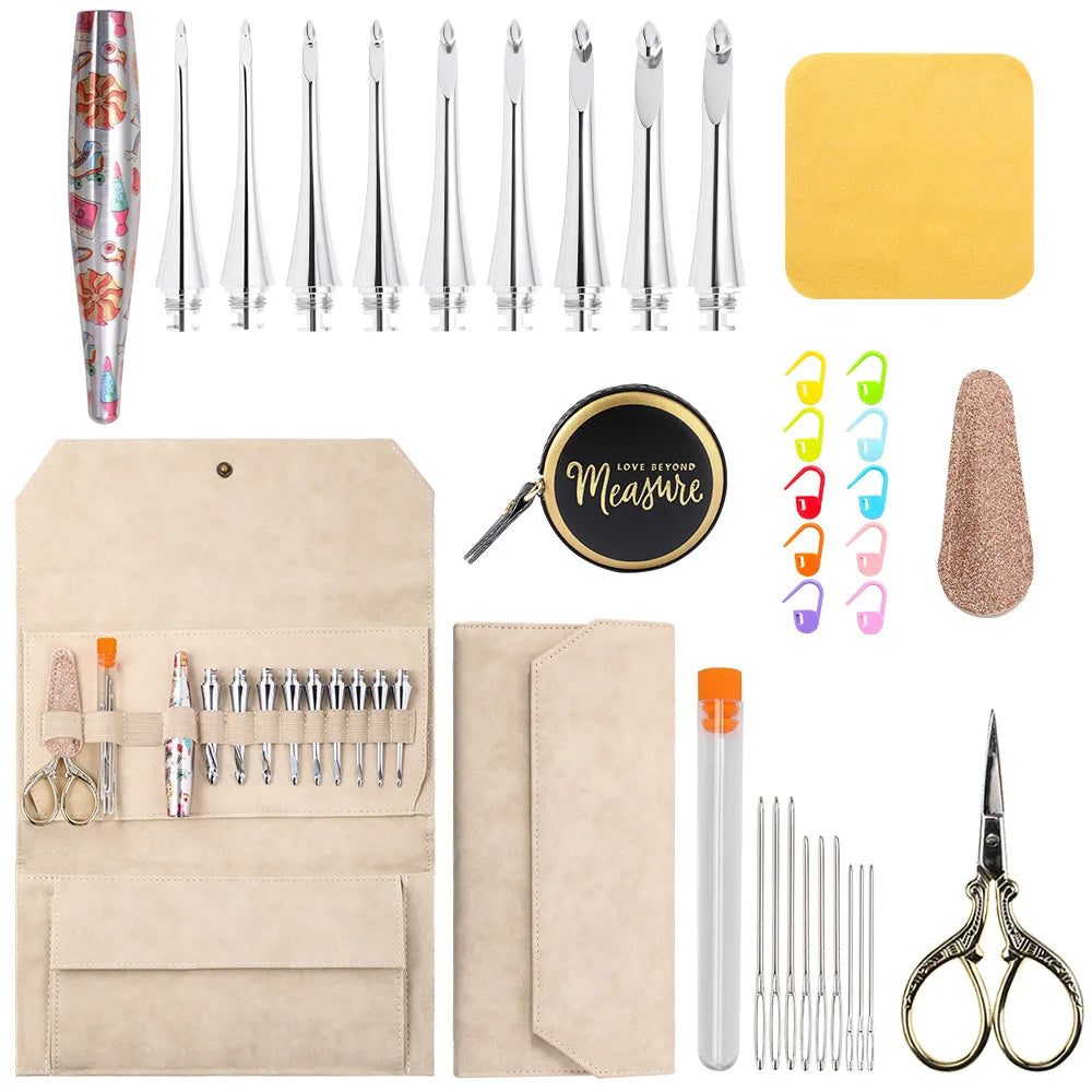 Interchangeable Crochet Hooks Set 9 Different Sizes of Metal Crochet Hooks from 3mm-8mm Ergonomic Crochet Hooks Knitting Tools