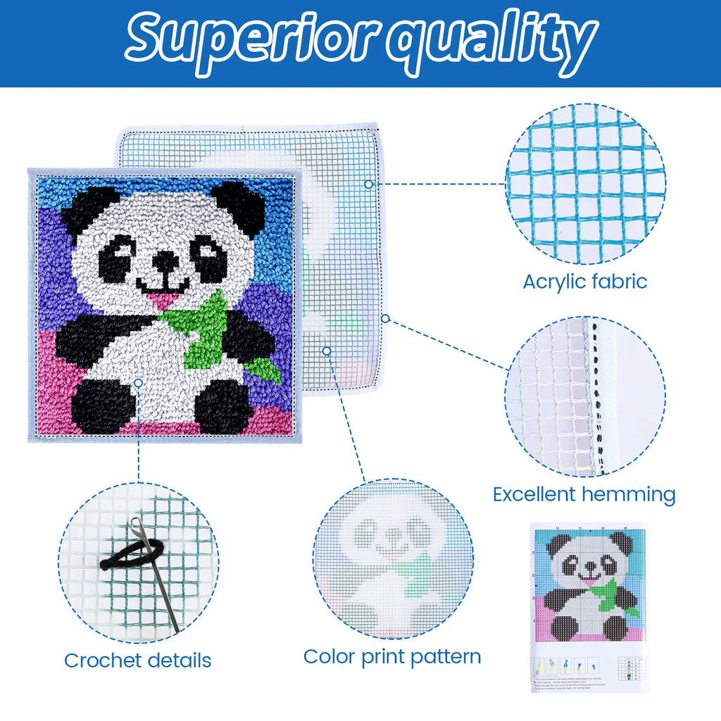 Latch Hook Kit DIY Craft Rug Fox Panda Owl