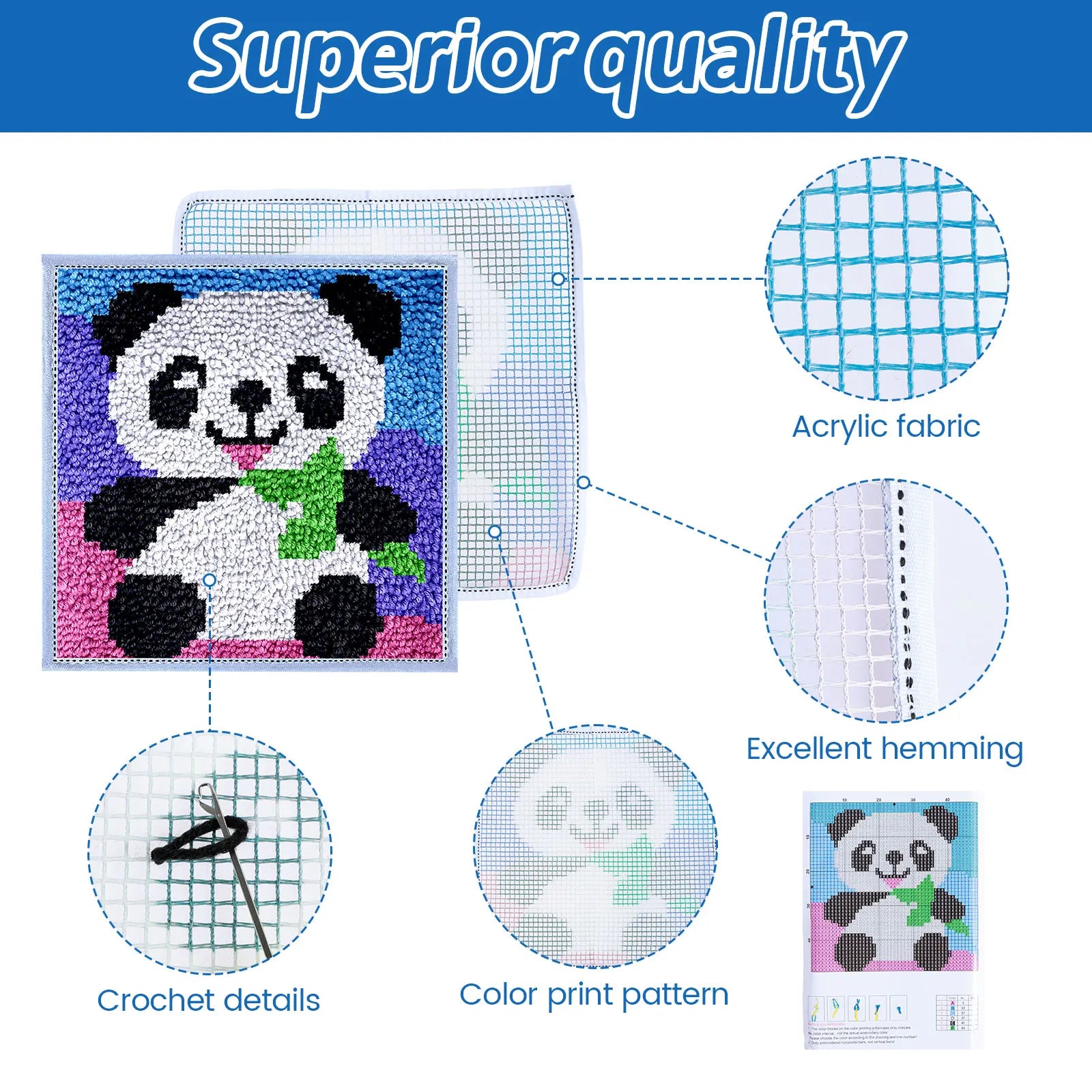 Latch Hook Kit DIY Craft Rug Fox Panda Owl