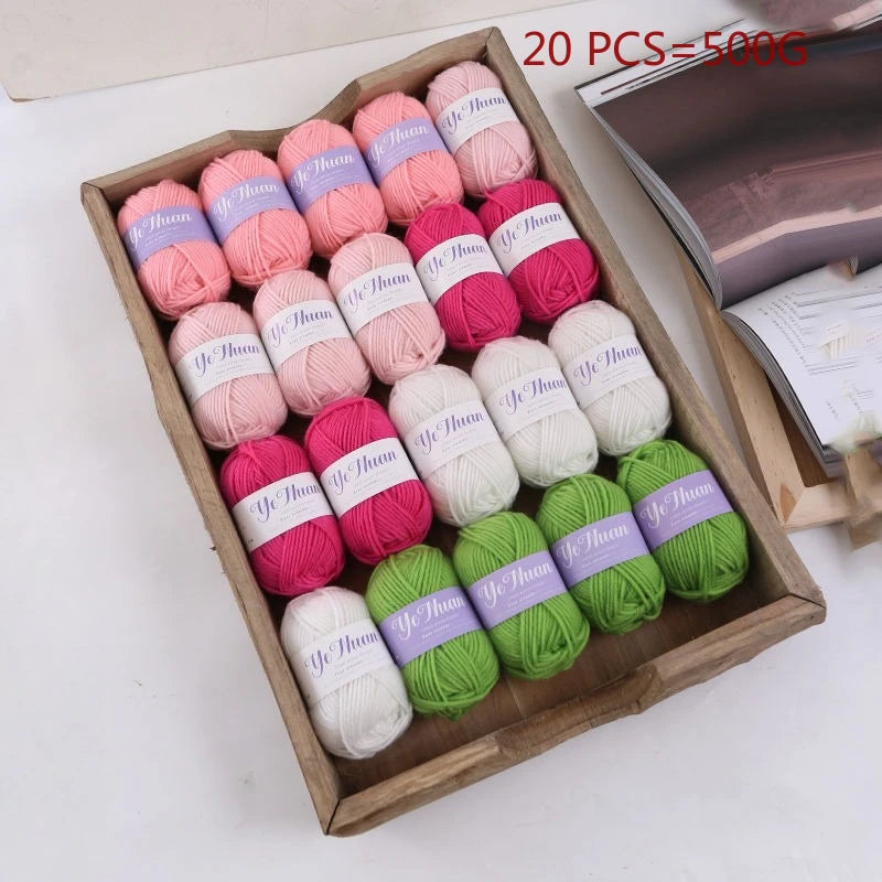 20 PCS 500g Thick Soft Knitting Yarn For DIY Hat Doll Bag Carpet Sweater Crochet Thread Handmade Medium Coarse Milk Cotton Yarn