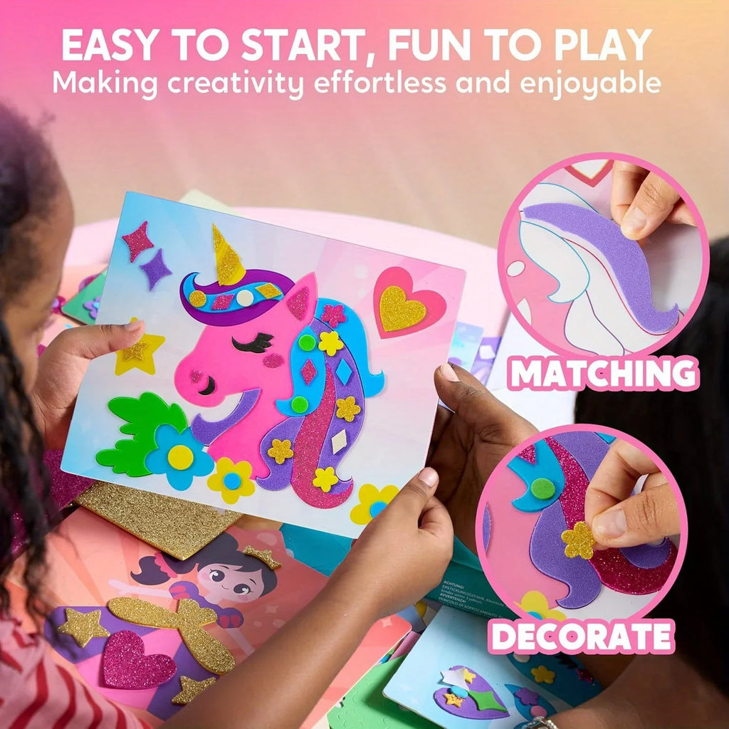 Kids Foam Art Kit EVA Foam Stickers with 6 Art Board and 800+ Stickers DIY Arts Crafts