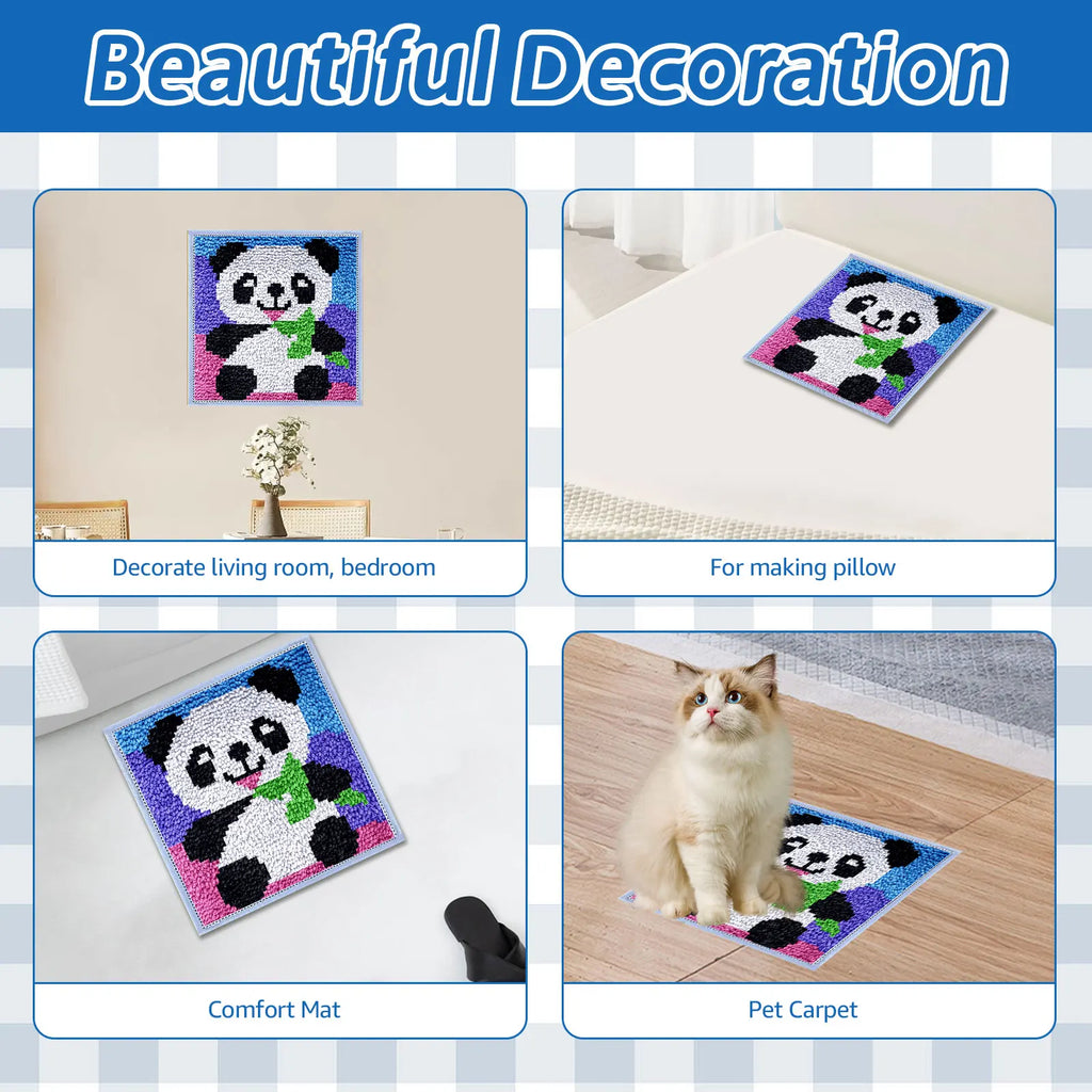 Latch Hook Kit DIY Craft Rug Fox Panda Owl