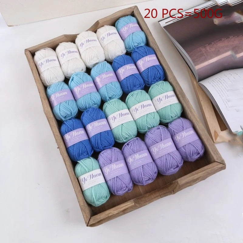 20 PCS 500g Thick Soft Knitting Yarn For DIY Hat Doll Bag Carpet Sweater Crochet Thread Handmade Medium Coarse Milk Cotton Yarn