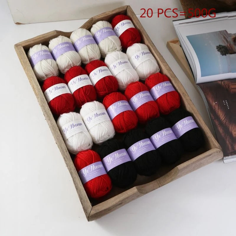20 PCS 500g Thick Soft Knitting Yarn For DIY Hat Doll Bag Carpet Sweater Crochet Thread Handmade Medium Coarse Milk Cotton Yarn