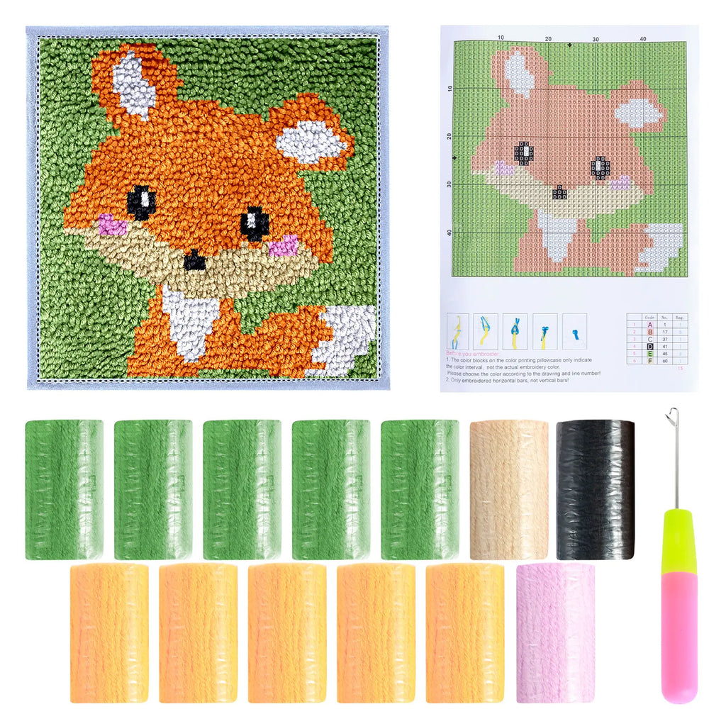 Latch Hook Kit DIY Craft Rug Fox Panda Owl