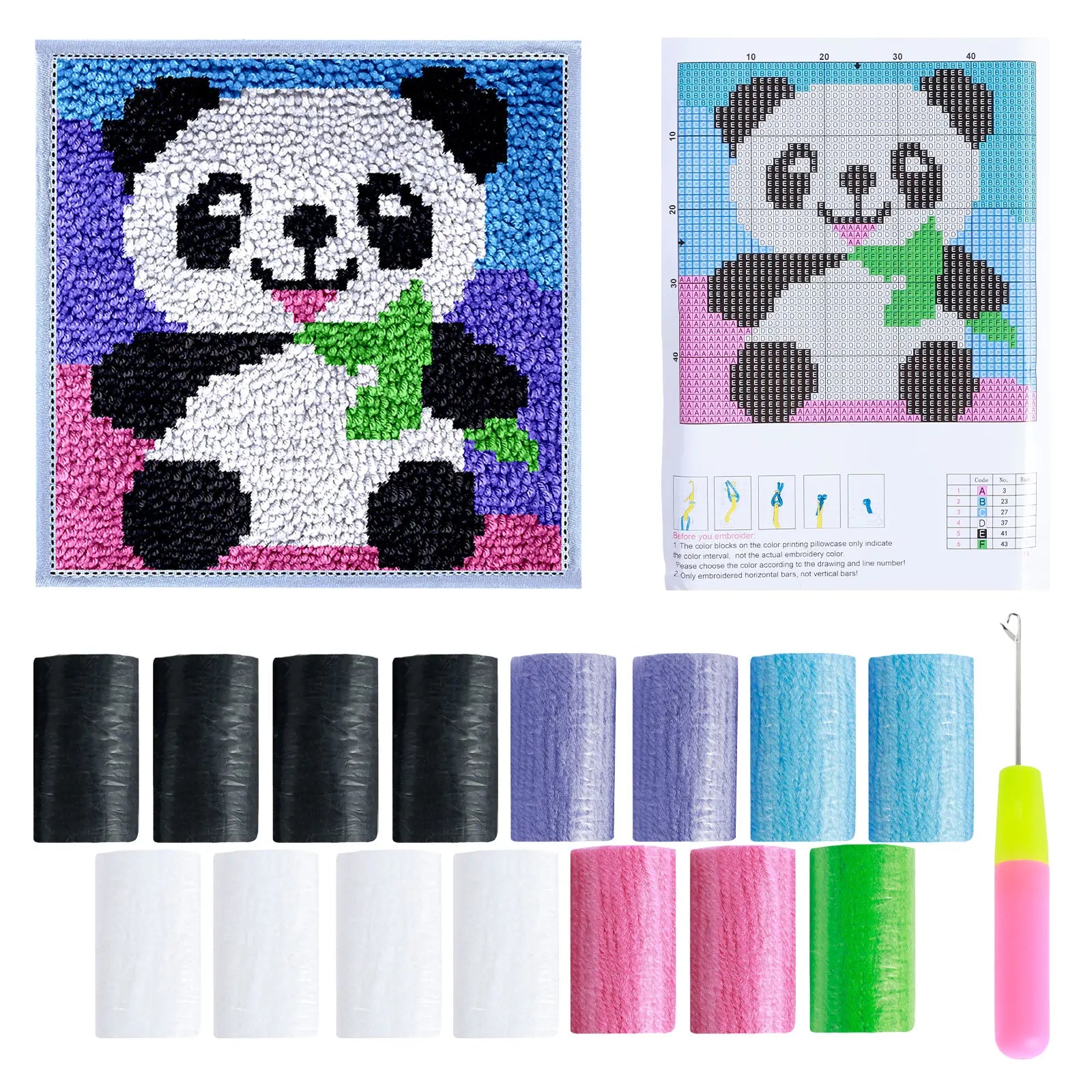 Latch Hook Kit DIY Craft Rug Fox Panda Owl