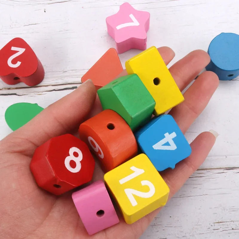 Wooden Number Blocks Puzzle Clock Montessori Education