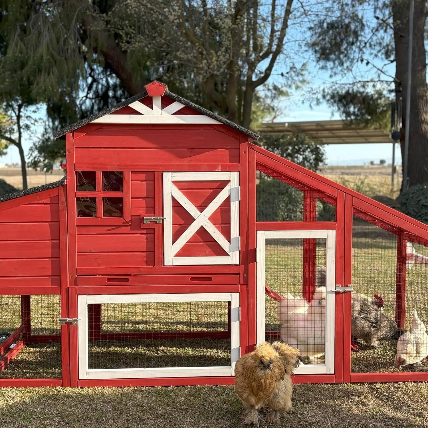 Mobile Chicken House on Wheels with Large Nesting Box