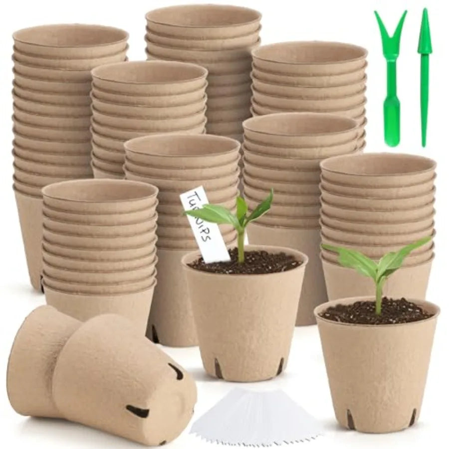 130 Pcs 3.15 Inch Peat PotsSeed Starting Pots with Drainage Holes