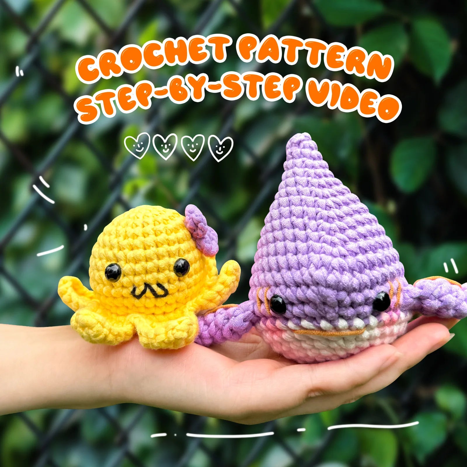 Octopus Shark Crochet Kits for Beginners Adults, Crochet Animals Set with Step-by-Step Video Tutorials, Learn To Crochet