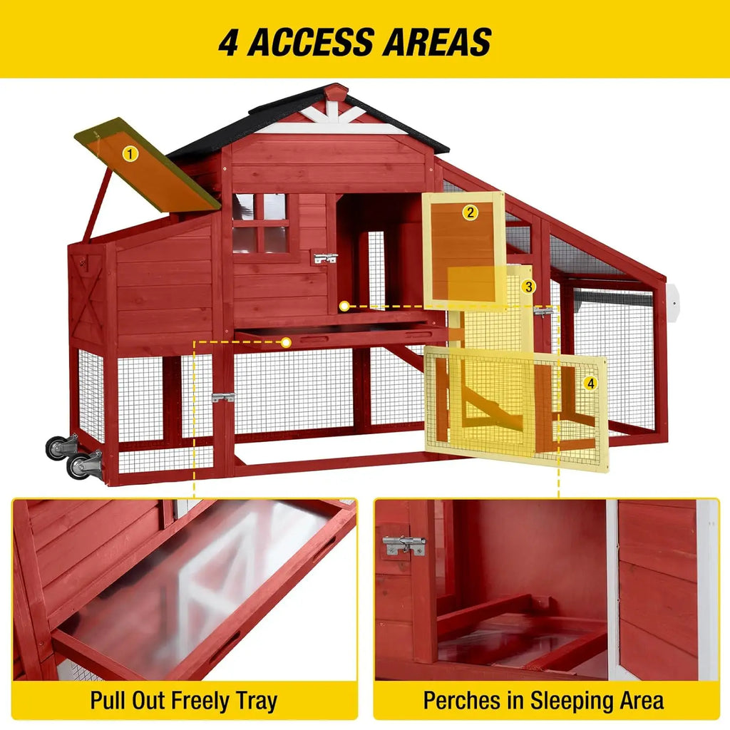 Mobile Chicken House on Wheels with Large Nesting Box