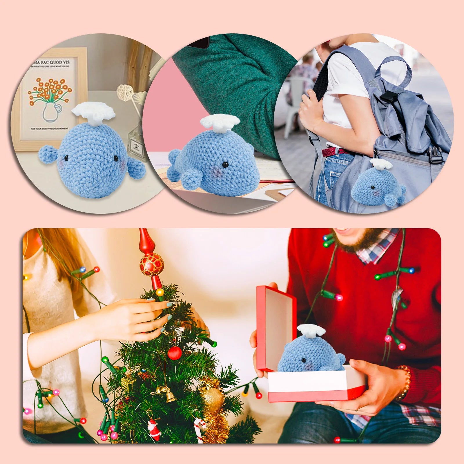 Whale Crochet Kit for Beginners,DIY Craft for Adults, Great Gift for Crochet Lovers, Step by Step Videos,Birthday Gift
