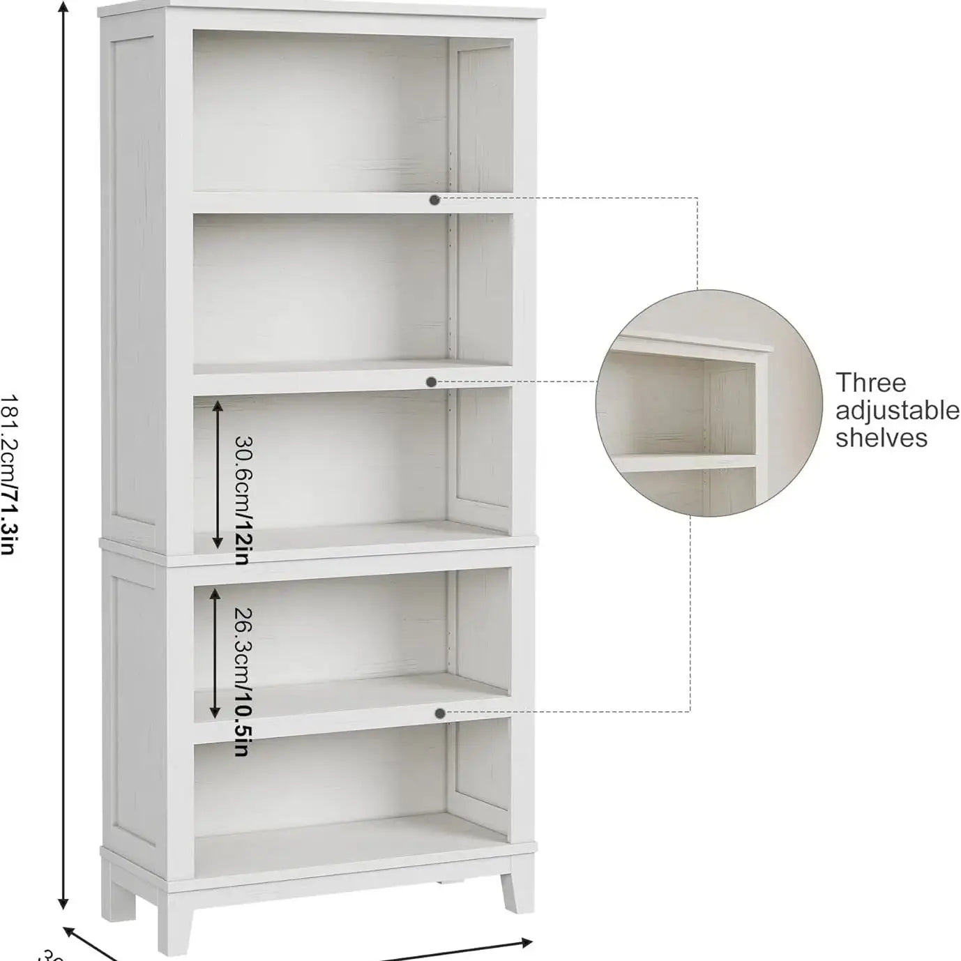 71" Tall Bookcase with Adjustable Shelves
