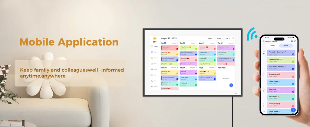 10.1 inch Digital Calendar & Chore Chart,Smart Touchscreen Interactive Display for Family Schedules, Wall & Desk Mountable