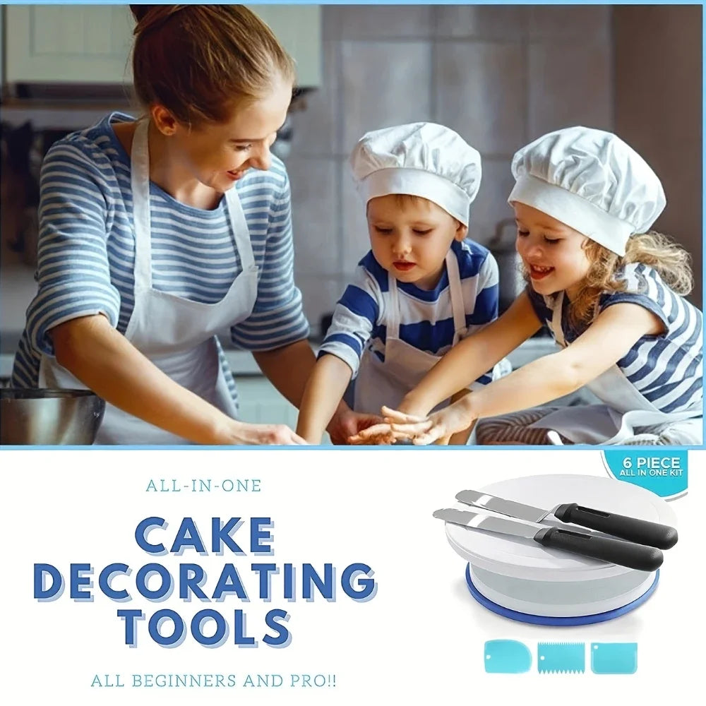 Cake Decorating Supplies Kit Tools Set Baking Accessories with Cake Turntable Pastry Piping Bag, Piping Icing Tips for Beginners