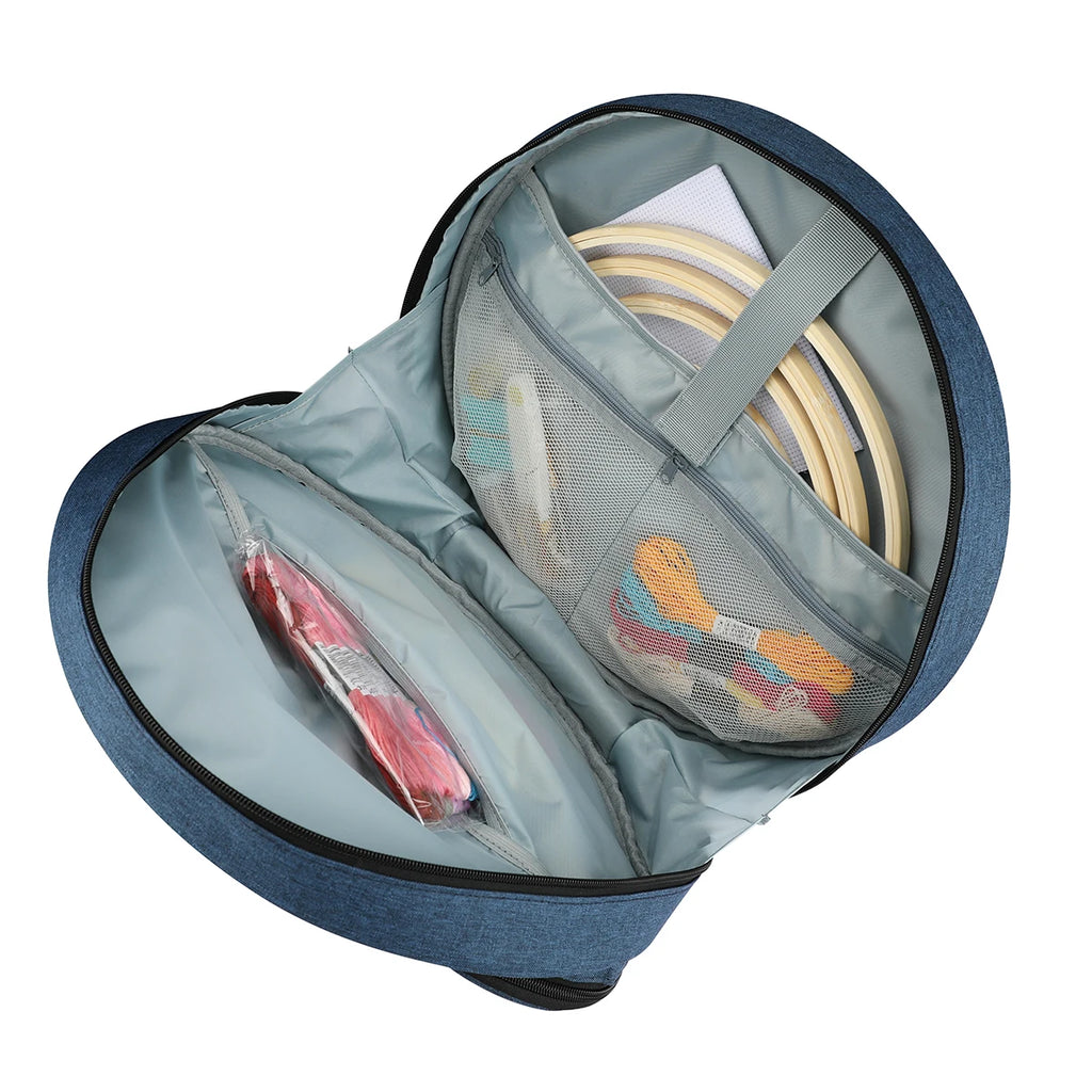 Embroidery Project Bag Embroidery Supplies Storage Carrying Tote Case with Multiple Pockets for Floss Hoops Thread Stitch Tools