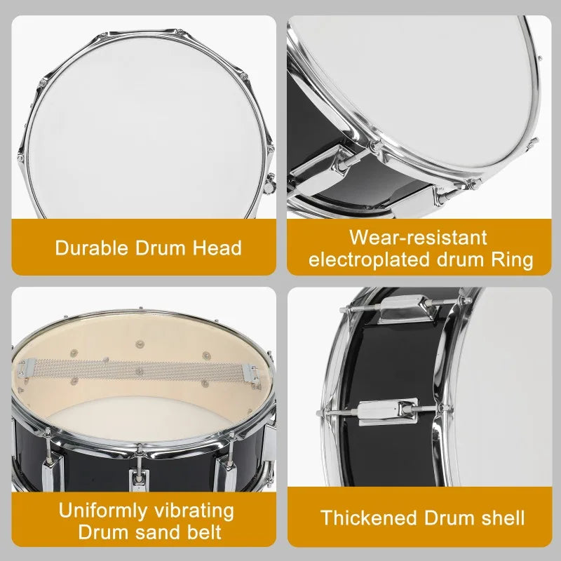 Black Snare Drum with Stand Bag Set
