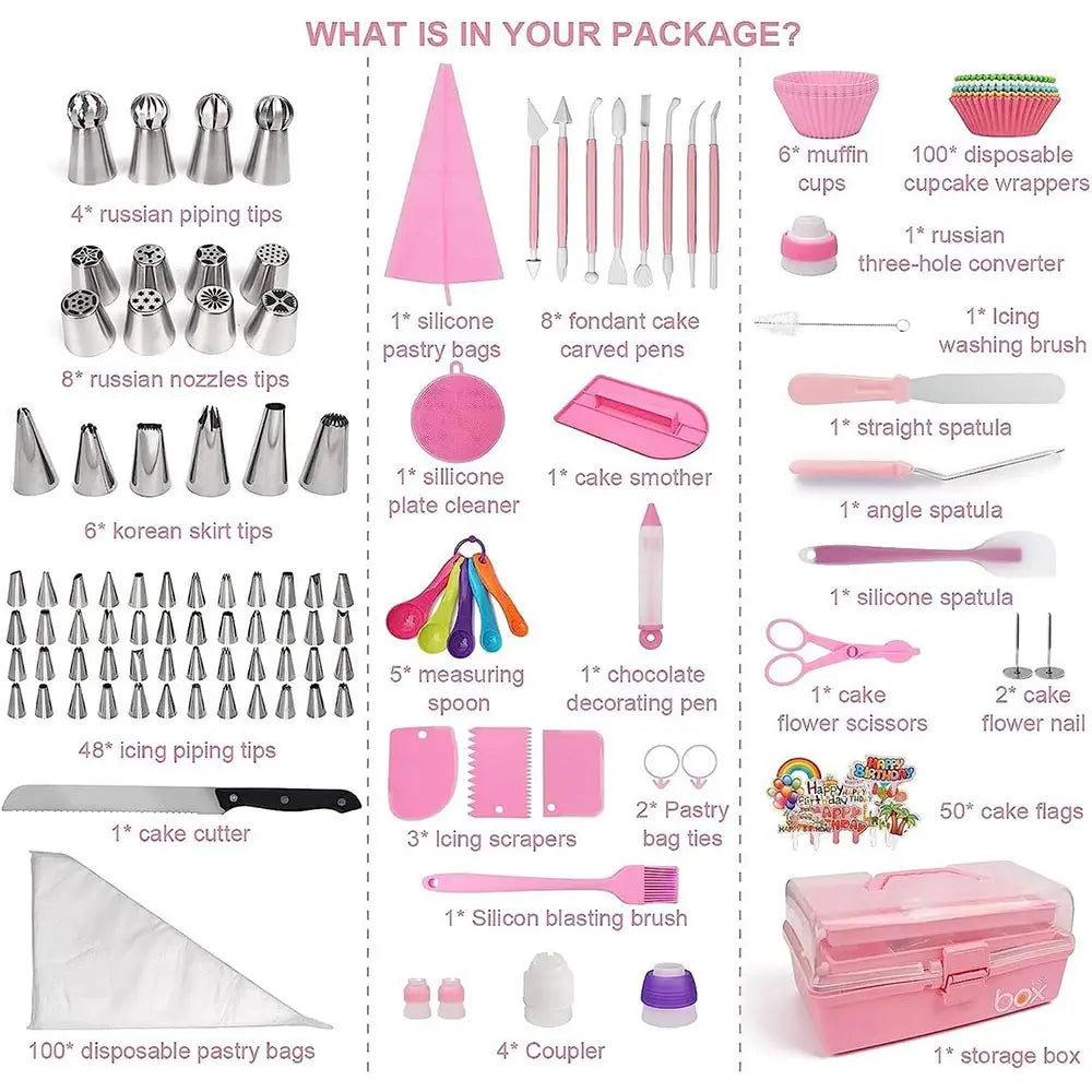 359pcs Cake Decorating Baking Supplies Set, with 66 Tip Baking Set, Piping Bags and Beginner Set, Baking Tools, Cupcake Decorating