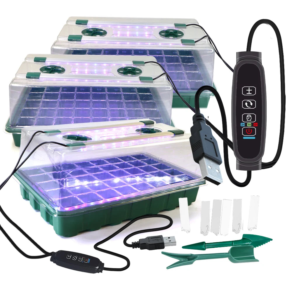 Seed Starter Tray 40/80 Cells with 2 Long Strip Grow Lights