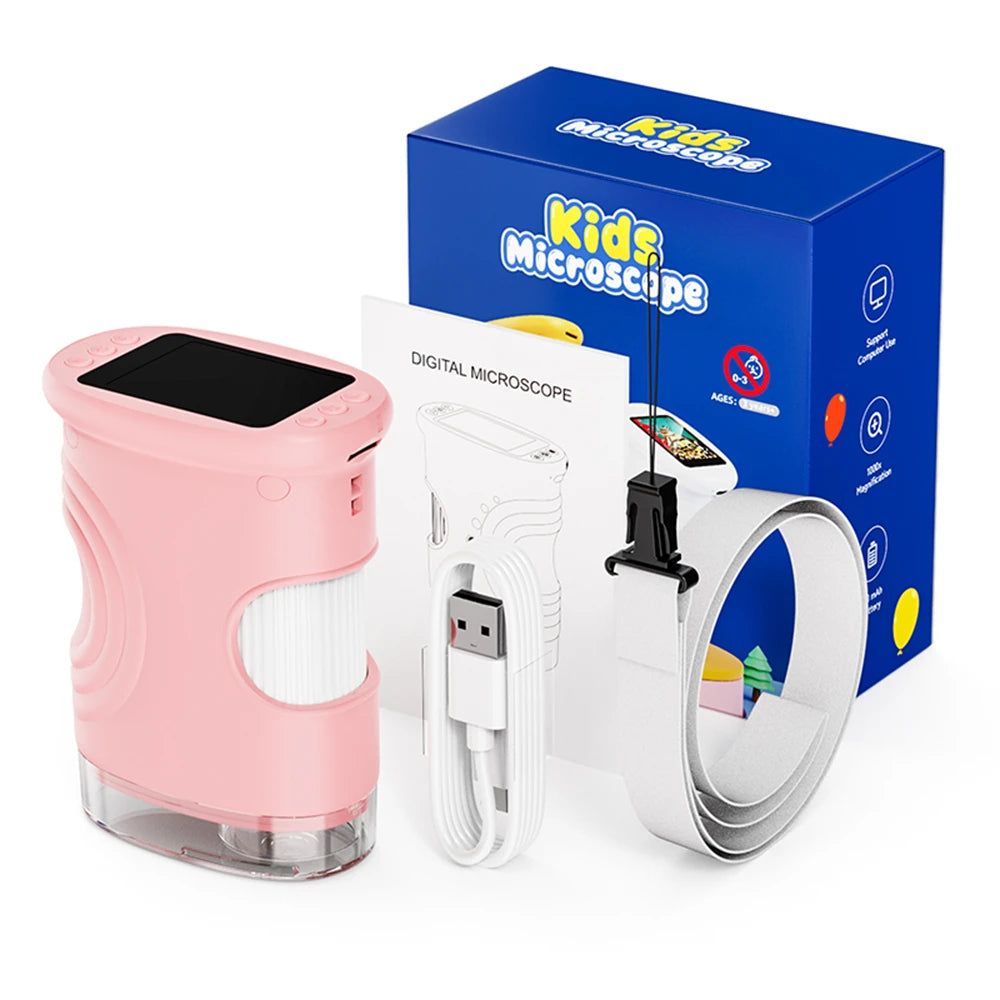 1000X Handheld Microscope for Kids 2.0" Screen Rechargeable