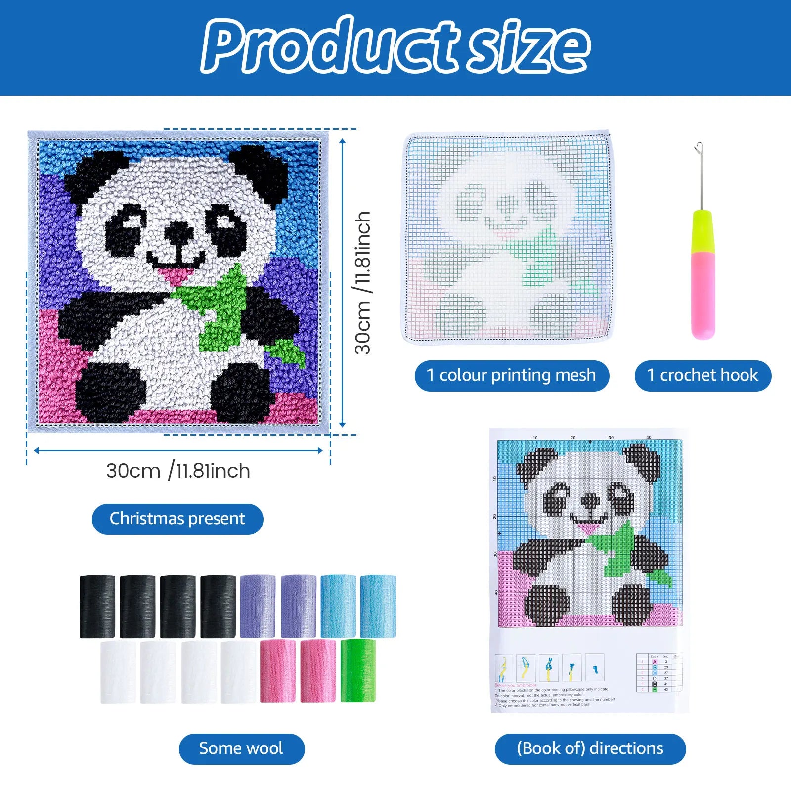 Latch Hook Kit DIY Craft Rug Fox Panda Owl