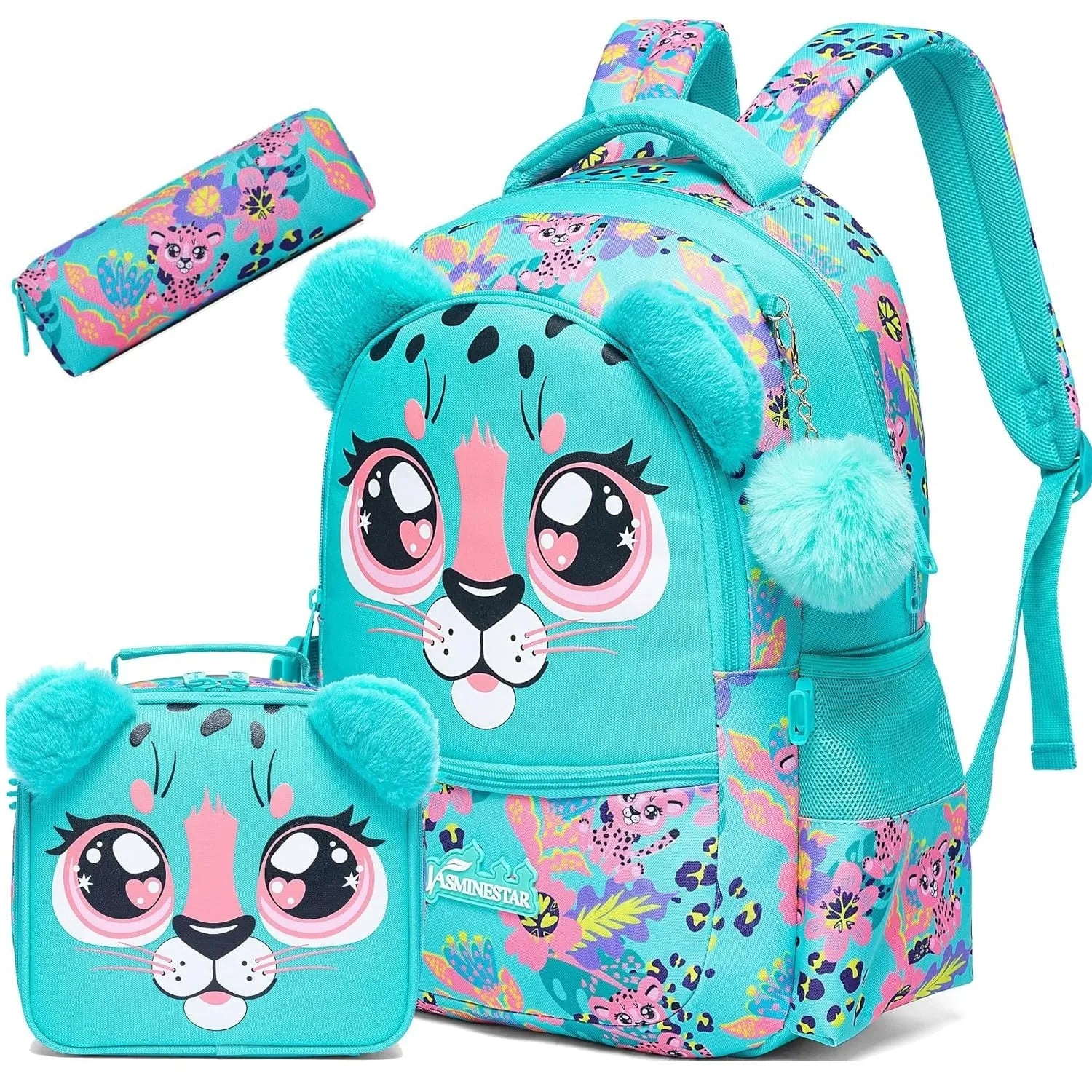 Girls School Backpack Set Multi-compartment Bookbag with Insulated Lunch Tote