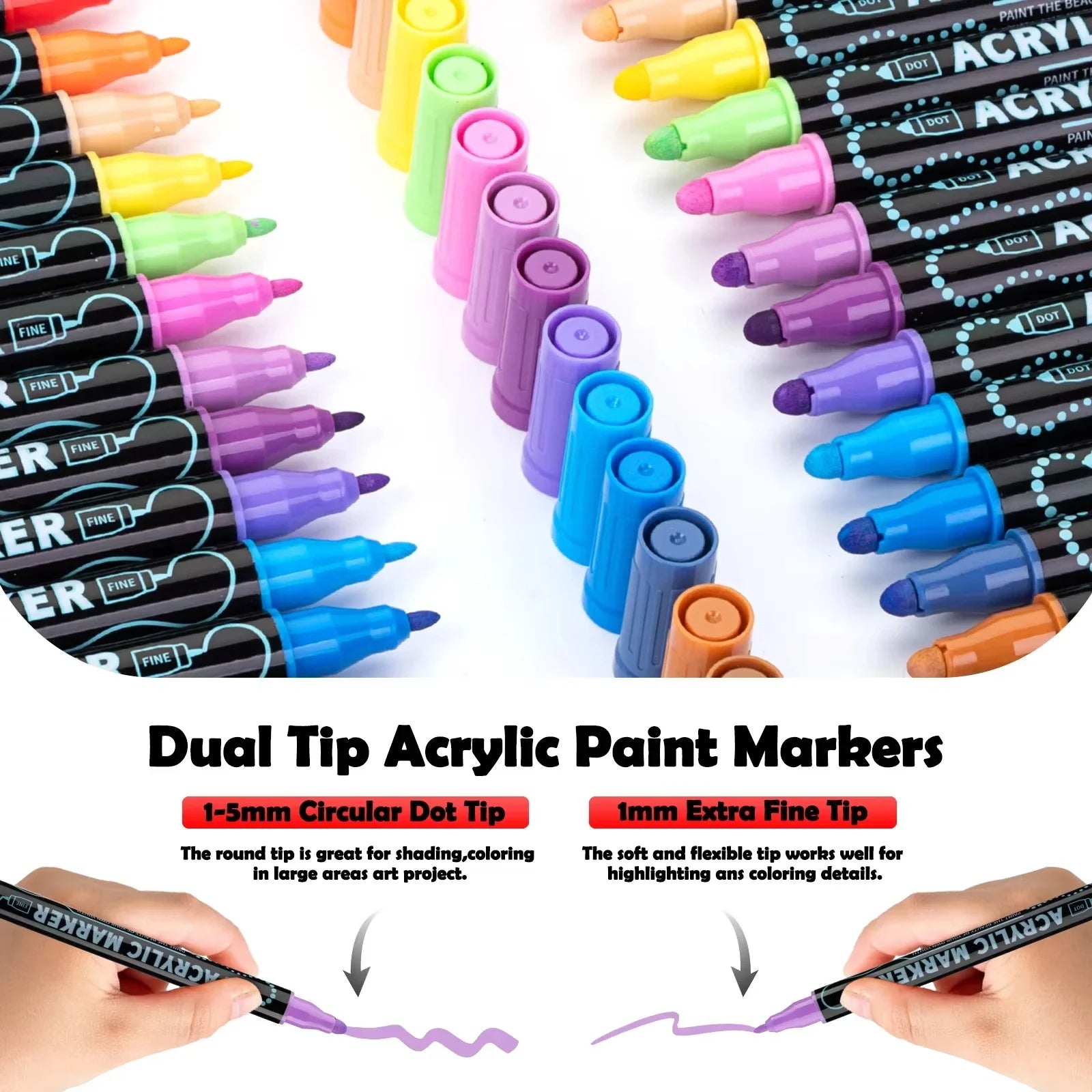 120 Color Dual Tip Acrylic Paint Pen