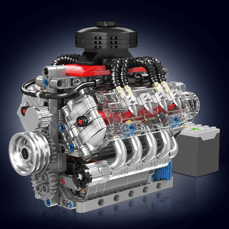 V8 Engine Building Block Assembly Car Motor Brick Set