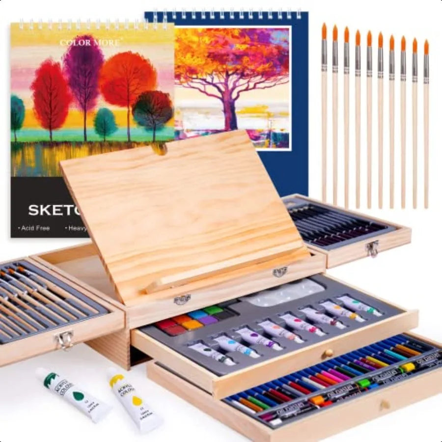 85 Piece Deluxe Wooden Art plies Art Kit with Easel and Acrylic Pad Art Set for Teens