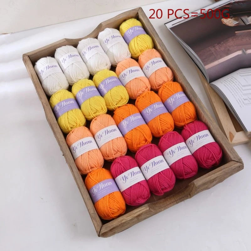 20 PCS 500g Thick Soft Knitting Yarn For DIY Hat Doll Bag Carpet Sweater Crochet Thread Handmade Medium Coarse Milk Cotton Yarn