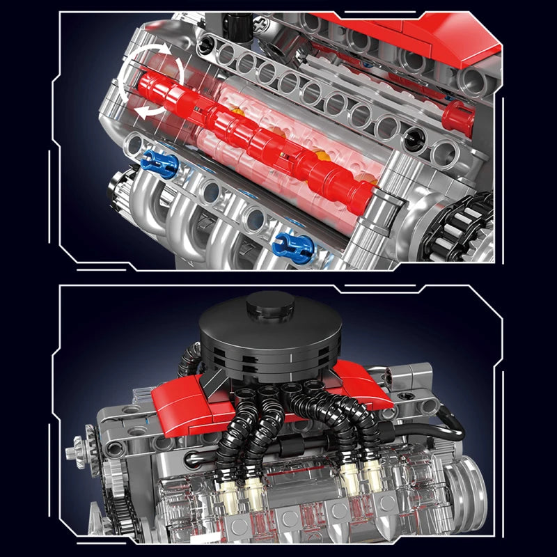 V8 Engine Building Block Assembly Car Motor Brick Set