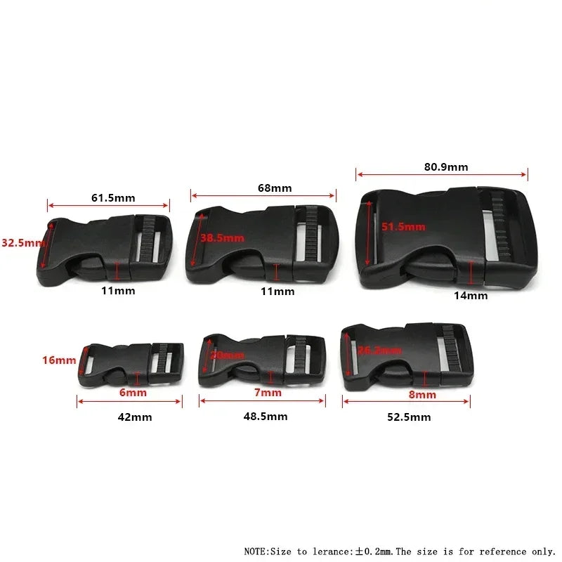 2~50pcs Adjustable Belt Buckles 15/20/25/32/38/50mm Plastic Dual Side Release