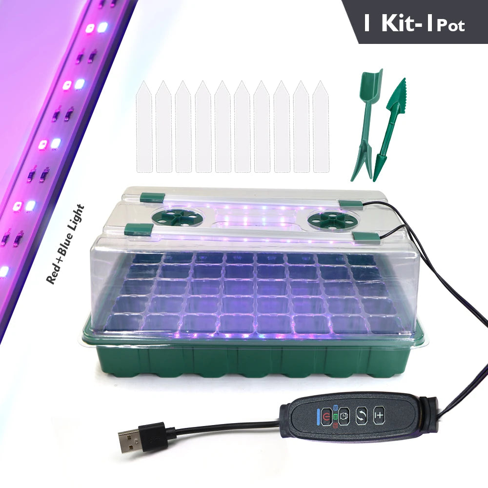 Seed Starter Tray 40/80 Cells with 2 Long Strip Grow Lights