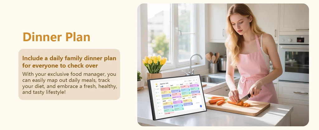 10.1 inch Digital Calendar & Chore Chart,Smart Touchscreen Interactive Display for Family Schedules, Wall & Desk Mountable