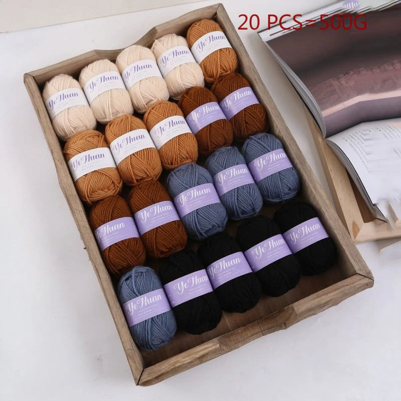 20 PCS 500g Thick Soft Knitting Yarn For DIY Hat Doll Bag Carpet Sweater Crochet Thread Handmade Medium Coarse Milk Cotton Yarn