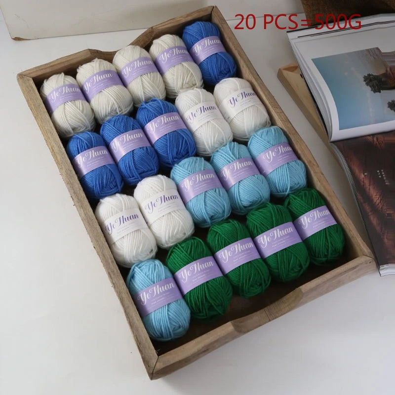 20 PCS 500g Thick Soft Knitting Yarn For DIY Hat Doll Bag Carpet Sweater Crochet Thread Handmade Medium Coarse Milk Cotton Yarn