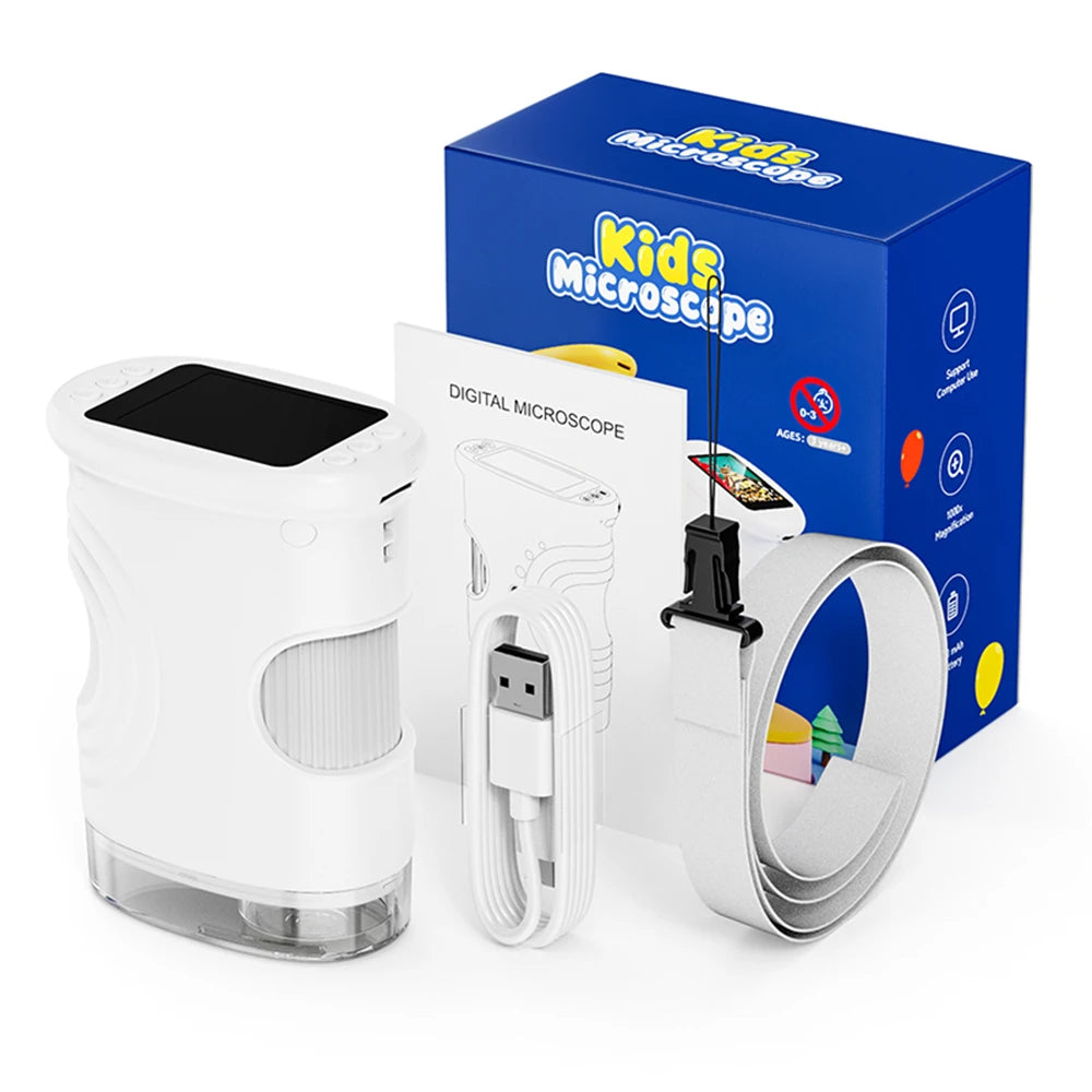 1000X Handheld Microscope for Kids 2.0" Screen Rechargeable
