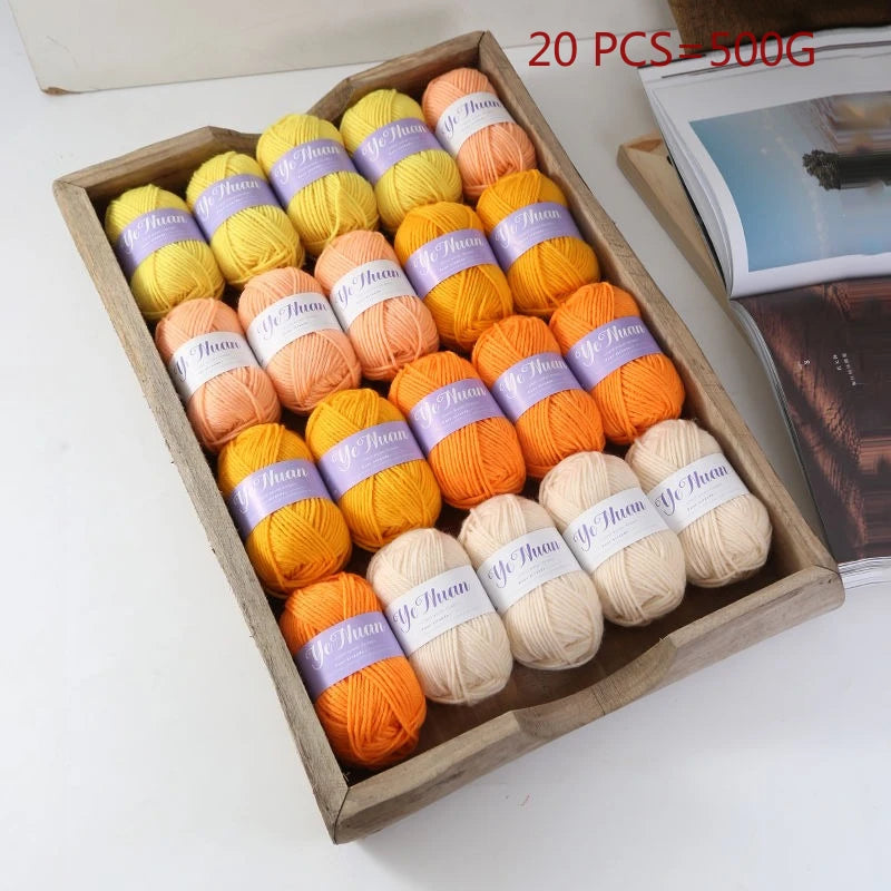 20 PCS 500g Thick Soft Knitting Yarn For DIY Hat Doll Bag Carpet Sweater Crochet Thread Handmade Medium Coarse Milk Cotton Yarn