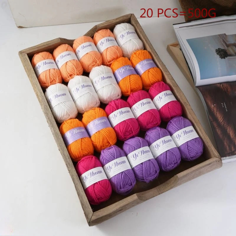 20 PCS 500g Thick Soft Knitting Yarn For DIY Hat Doll Bag Carpet Sweater Crochet Thread Handmade Medium Coarse Milk Cotton Yarn