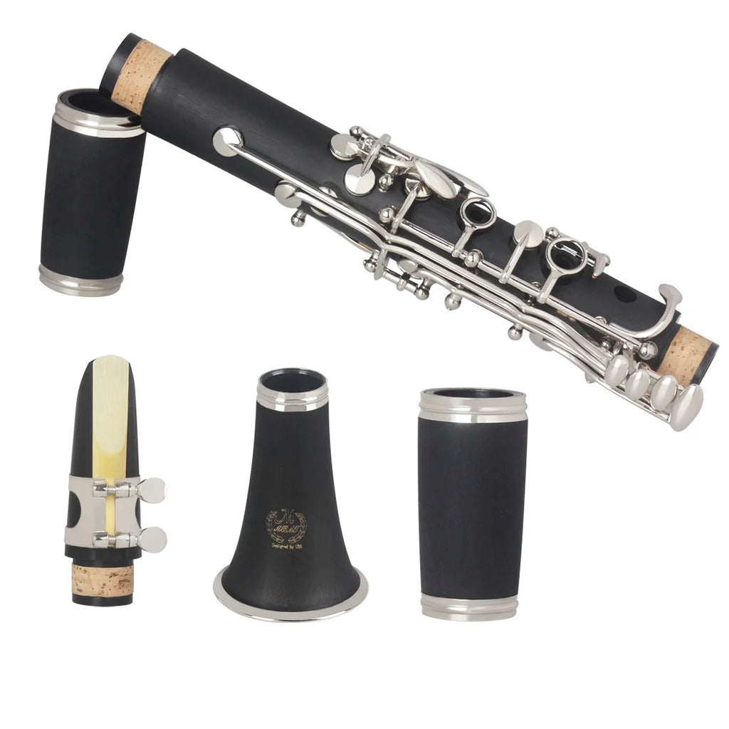 M MBAT Clarinet Bb 17 Key Clarinet Bakelite Body Material Woodwind instruments Clarinette with Box Cleaning Cloth