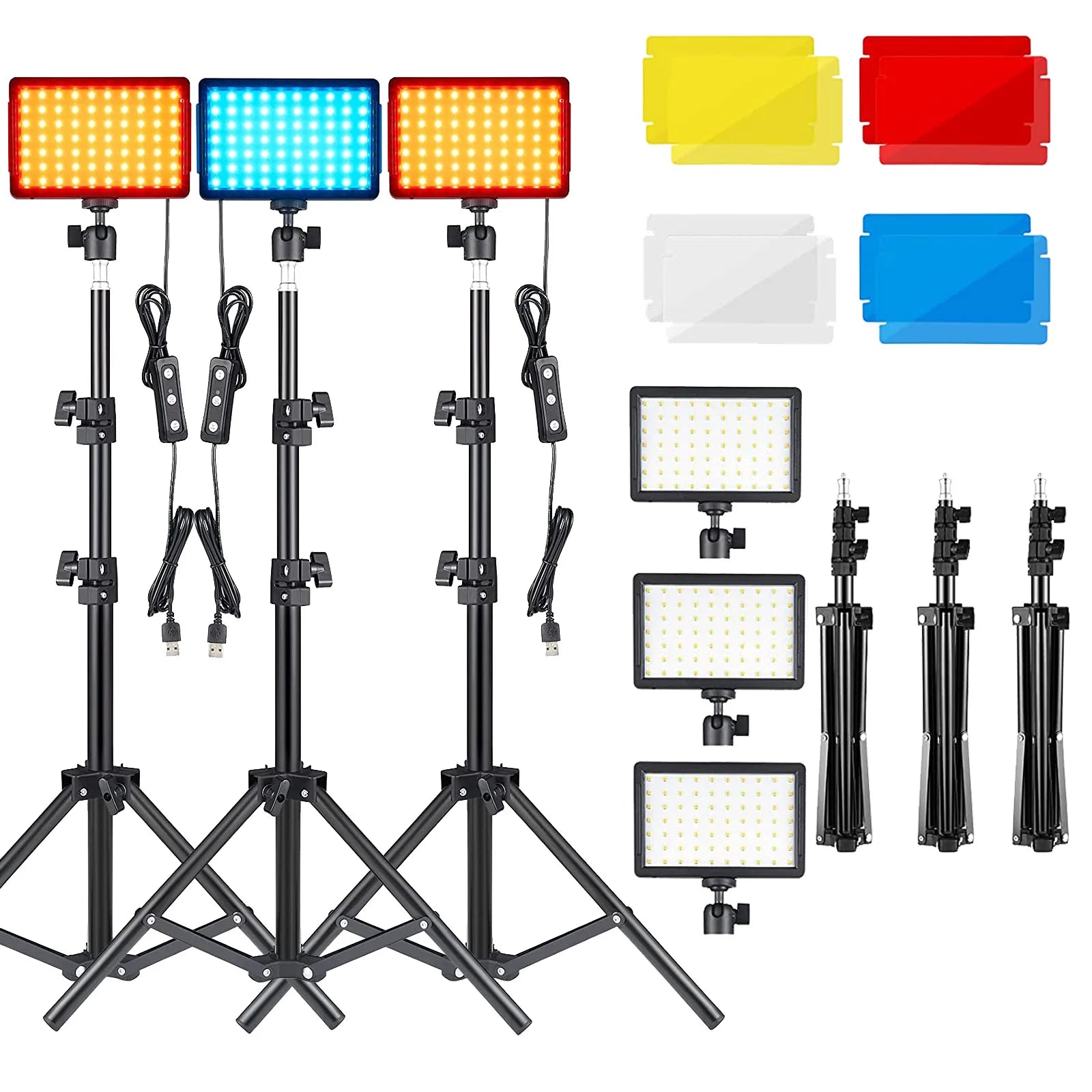 LED Photography /Video Light Panel,Tripod Stand, RGB Filters