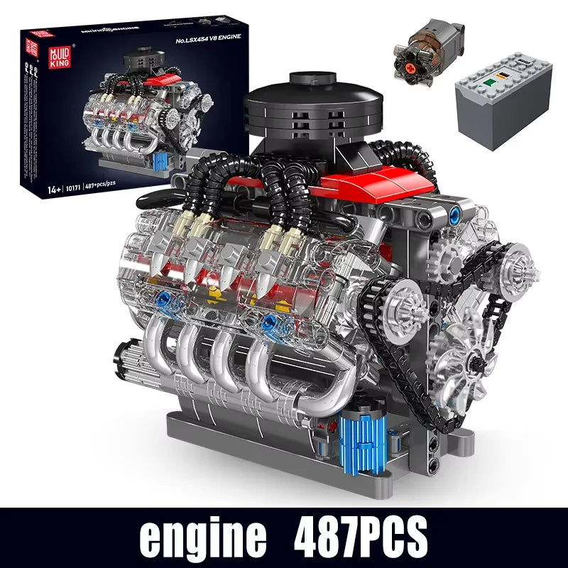 V8 Engine Building Block Assembly Car Motor Brick Set